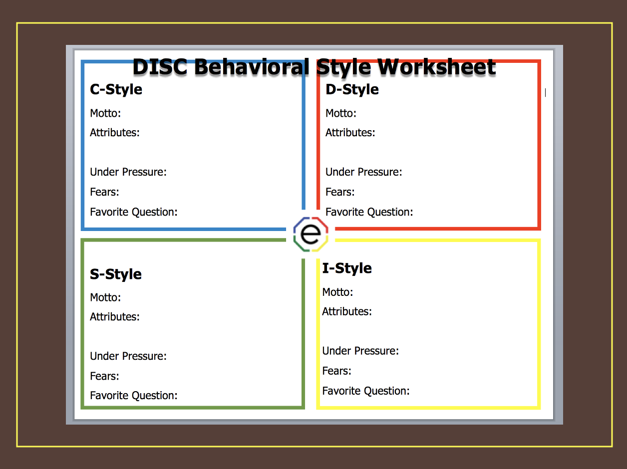 Activities Step 1 DISC Behavioral Style Worksheet