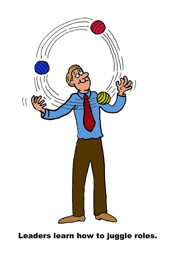 Leader learn how to juggle roles cartoon