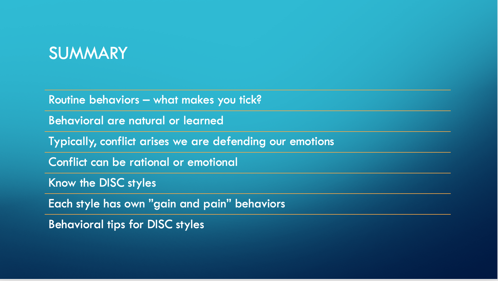 Managing Conflict Overview Summary