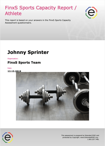 Finxs Sports Capacity Assessment  Report Athlete