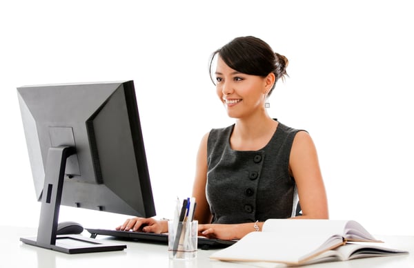 Businesswoman working on a computer
