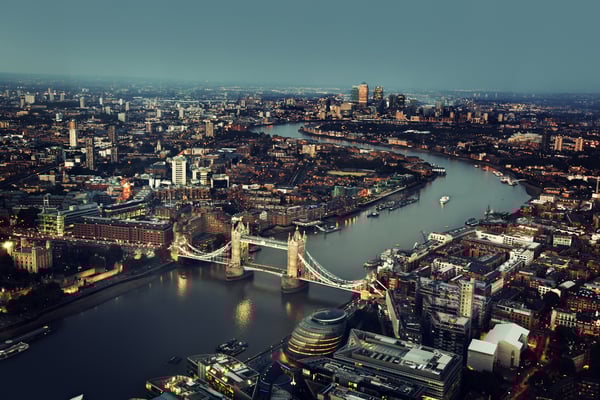 London aerial view with Tower Bridge, UK United Kingdom