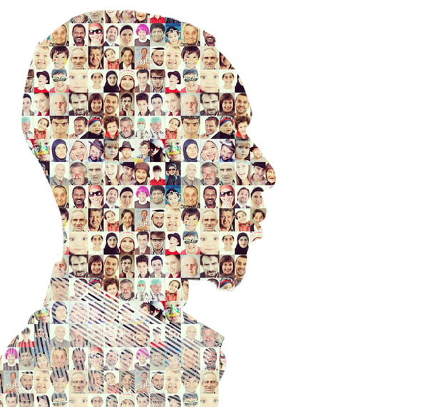 Diversity & Inclusion Man people collage faces double exposure